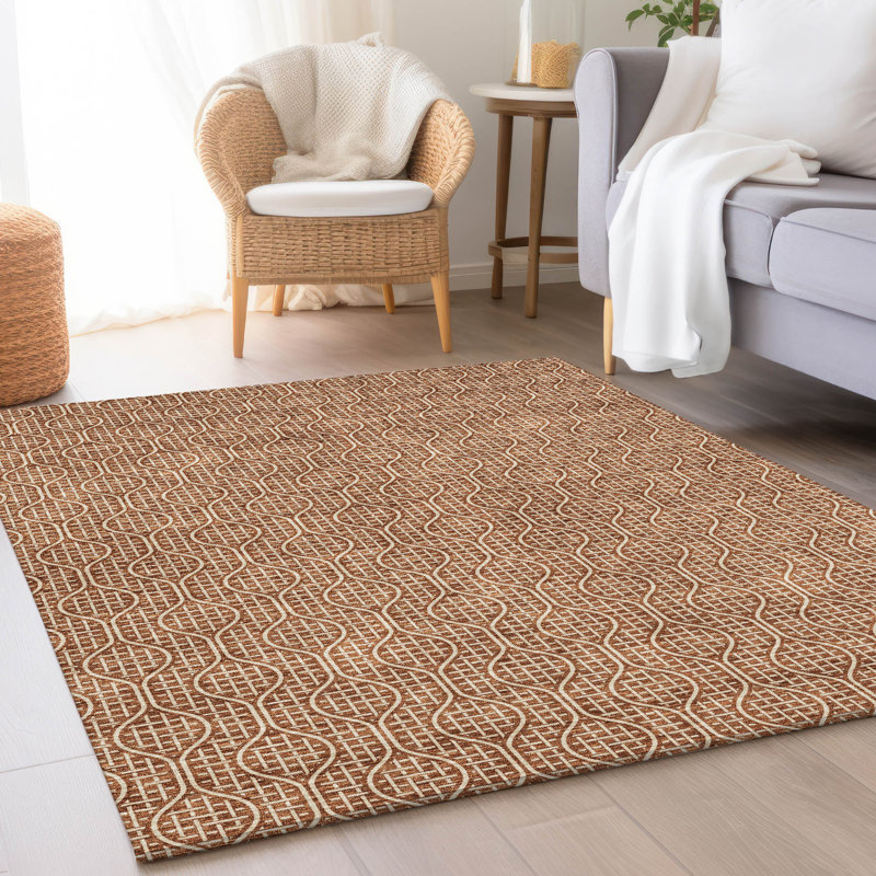 Tapis paprika de qualité supérieure lavable à la machine Prisco, Rectangle 5 pi x 7 pi 6 po