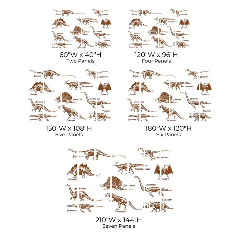 Premium Wallpaper Wall Mural - Dinosaur Illustration Set, 96" L x 120" W