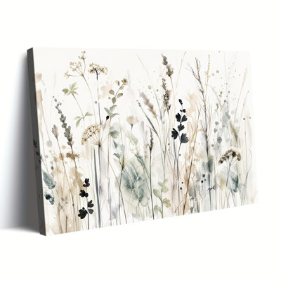Art sur toile botanique neutre, herbe sauvage séchée, toile tendue, prête à être accrochée