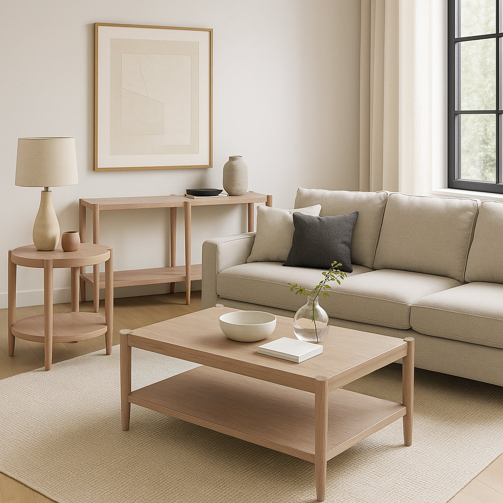 Reece 48" Rectangular Coffee Table, Natural Wood