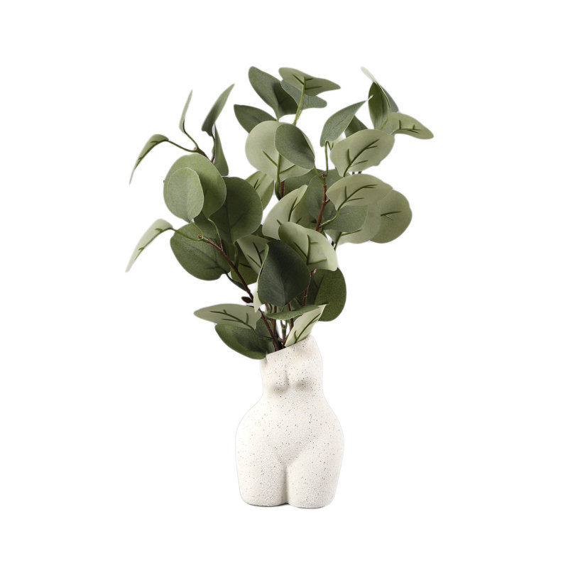 14 "H Dollar argenté dans un vase en céramique H 5,5" 3,5 * 3 * 5,5