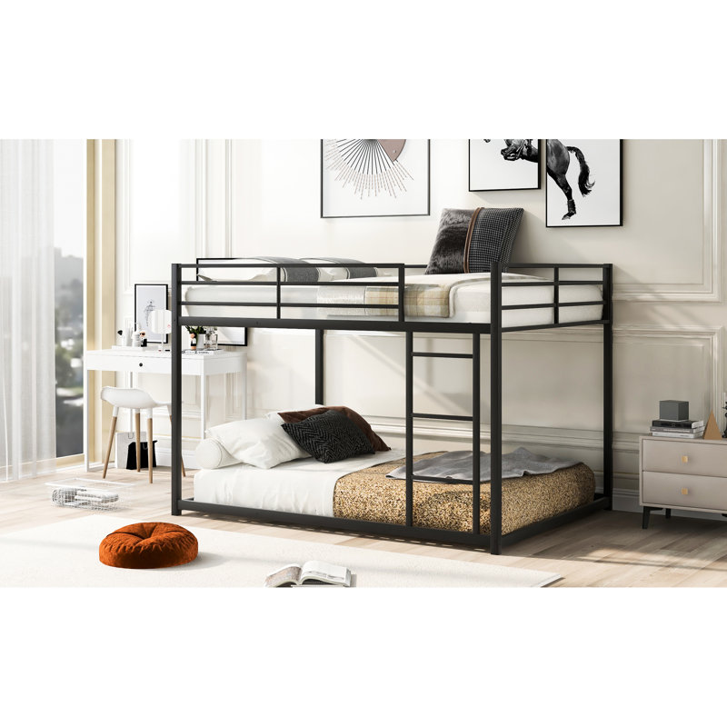Lit superposé double en métal noir avec stable pour plus de confort, Lit double, Noir