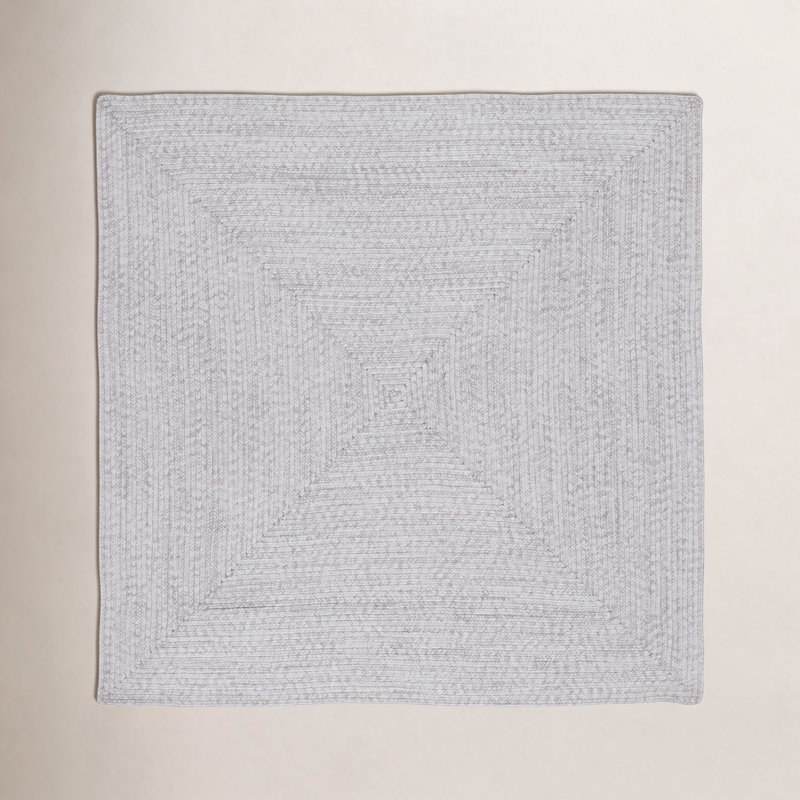 Tapis intérieur / extérieur tressé Edie, Carré 8 pi, Argent gris