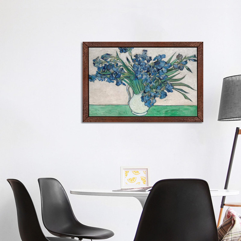 Irises, 1890 by Vincent Van Gogh - Painting on Canvas, 66.04 cm H x 45.72 cm W, Brown Framed
