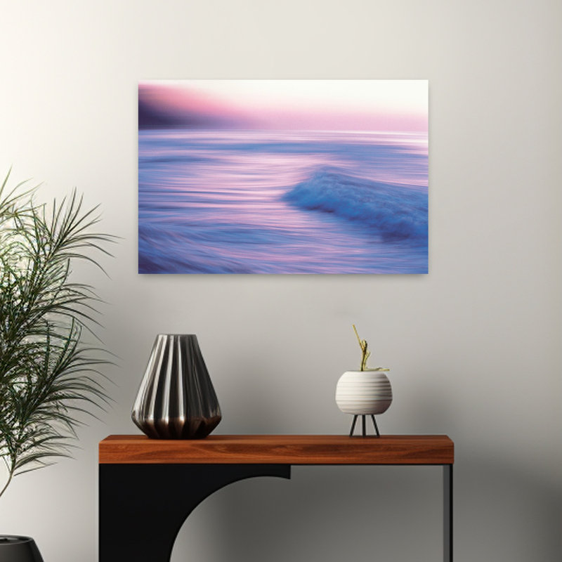 Paysage marin au crépuscule, art abstrait de paysage côtier, H 16 po x l 24 po
