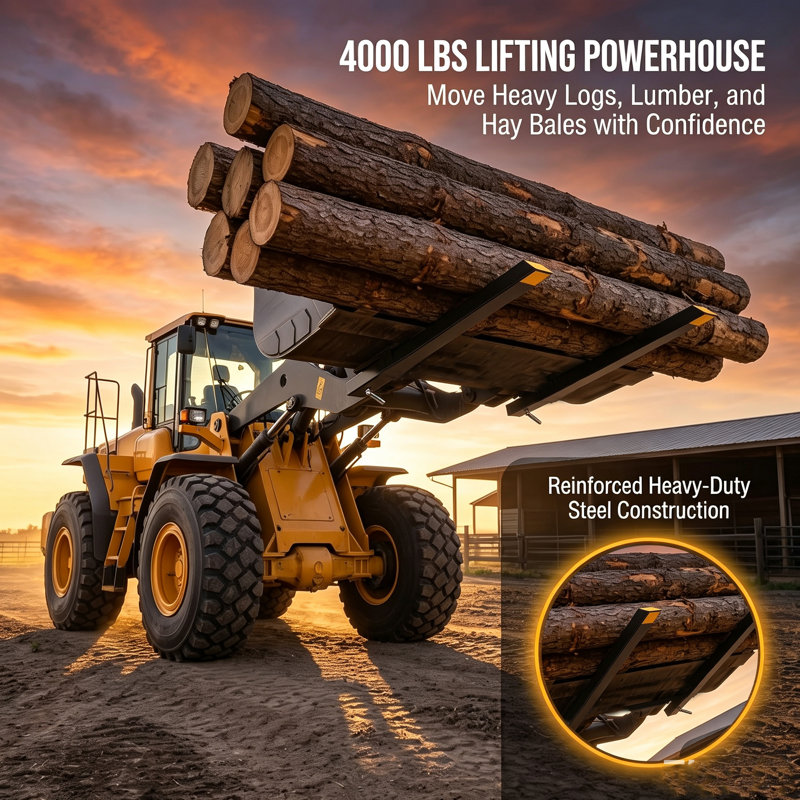 43 po / 60 po pour fourches à palettes, capacité de 2000/4000 lb, 60In 4000LBS