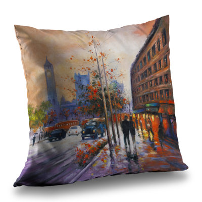 City by Fall - Contemporary – Throw Pillow Cover Only, Double-Sided Print, Insert Not Included