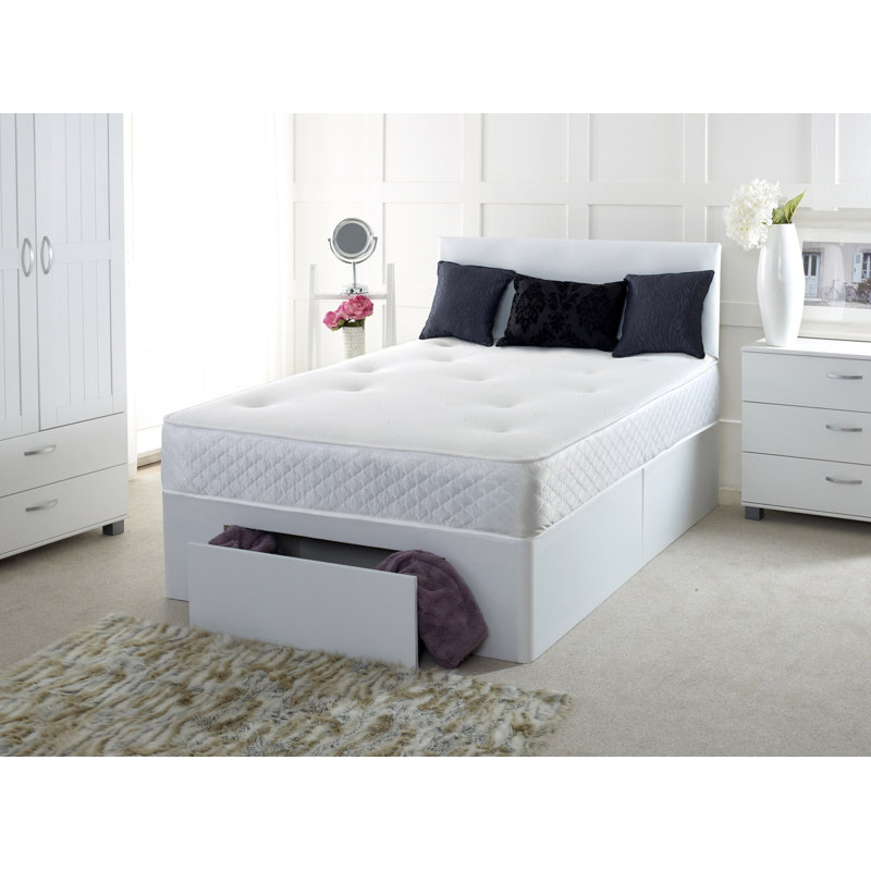 Grandwood Upholstered Bed with Mattress, Red, 4 Drawers, Super King (6')