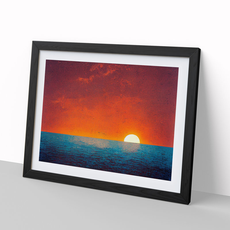 XH1022-6370X Mystical Ocean Sunset - Single Picture Frame Print, Black , 46cm H x 64cm W x 2cm D