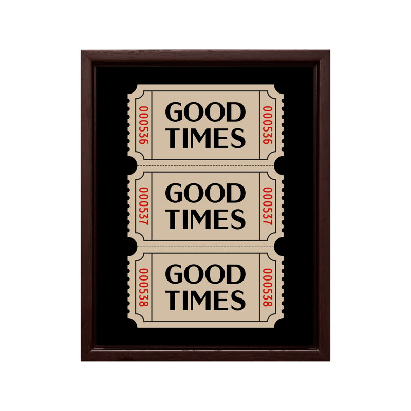 Good Times billets de cinéma, 24"H x 32"W, Canvas, Brown Framed