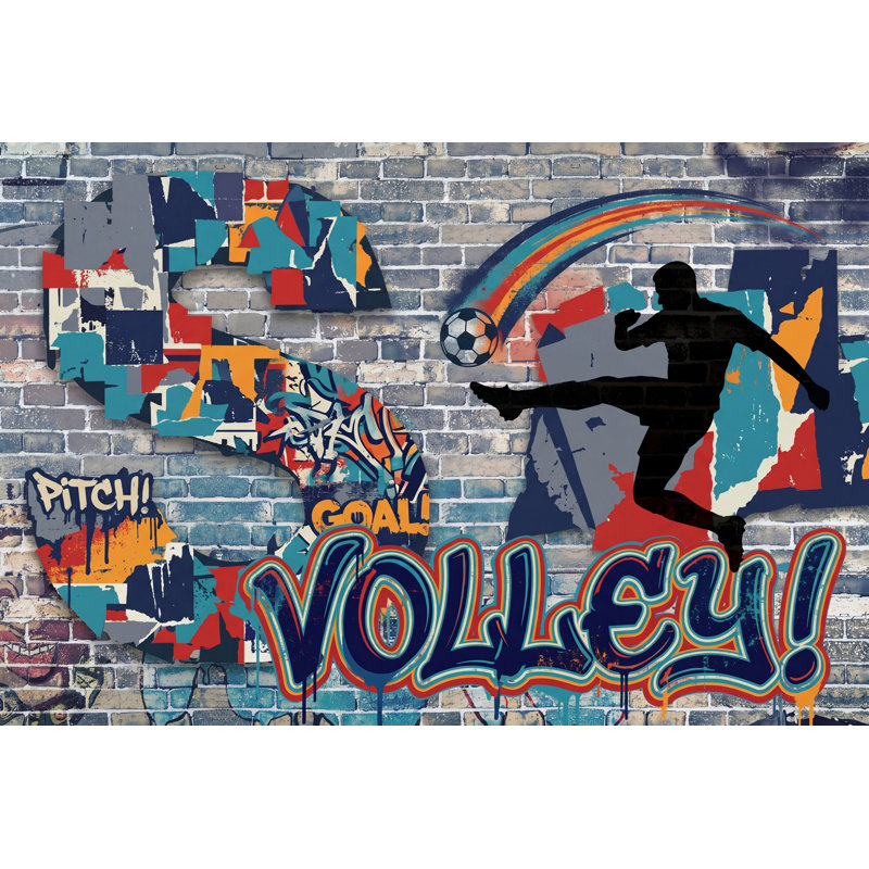 Papier peint mural graffiti brique, 120 po x 96 po, Peler et coller