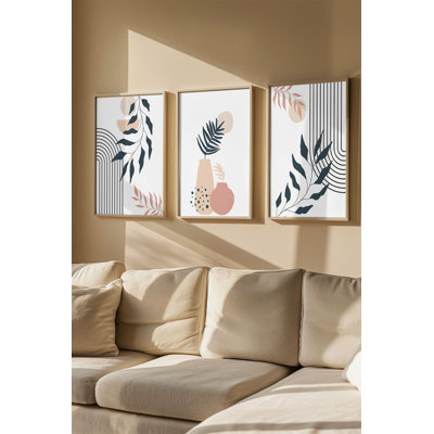 Elegant Framed MDF Painting Set (3 Pieces), 13.0 x 19.0 inches Each | 100% Solid Wood Frame (0.8 inches Thick) | Vibrant Digital Print | Perfect for Living Room, Bedroom, or Office Decor, Stylish and Modern Design