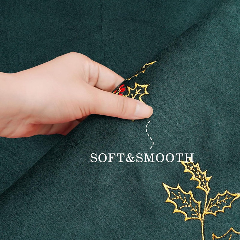 Dark Green Velvet Christmas Tree Skirt with Holly Embroidery & Plush Fur Trim, Vintage Holiday Decor