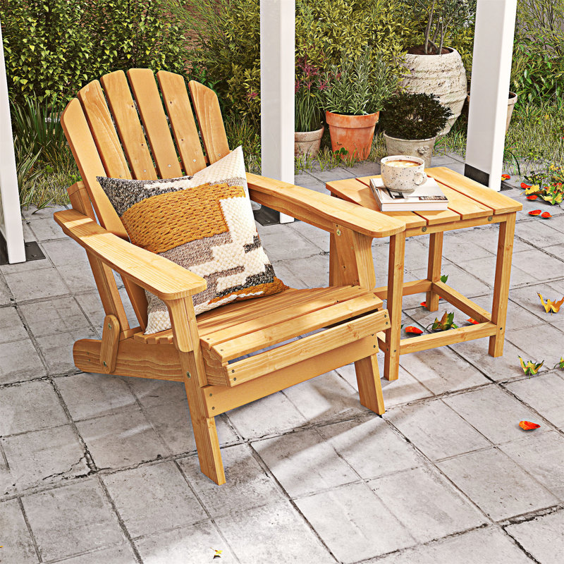 Wooden Outdoor Folding Adirondack Chair, Light Brown