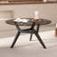 Round Coffee Table with Solid Wood Legs, Minimalist Tempered Glass Table-226824265