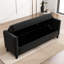 Banc de rangement noir de 66 pouces avec pieds en bois massif et 2 traversins, parfait pour le bout du lit, la chambre à coucher ou le salon, avec entrée en tissu respirant cannelé, pieds équipés, caché-129017389-129017386