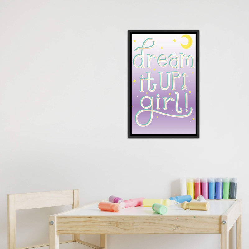 «Tween Dreamin IV» par Richelle Garn - reproduction d'art textuel, H 26 po x l 18 po x 1,5 po, Toile avec cadre noir patiné