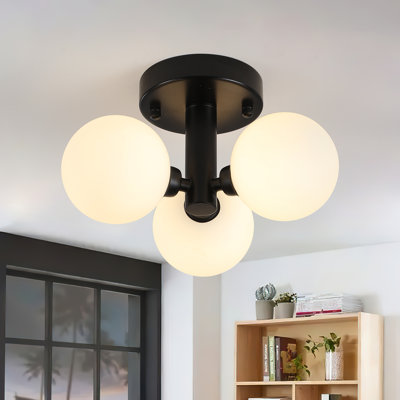 Plafonnier semi-encastré 3 lumières en verre