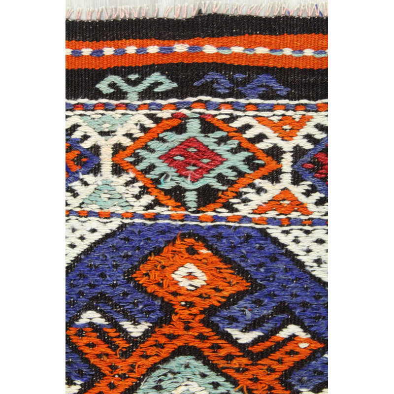 Tapis unique de 6 pi 5 po x 9 pi 1 po orange / saumon / bleu Jijim