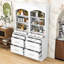 Ensemble de 2 grands garde-manger autoportants avec tablette réglable, plateau en faux marbre et tiroirs-509686605-509686594