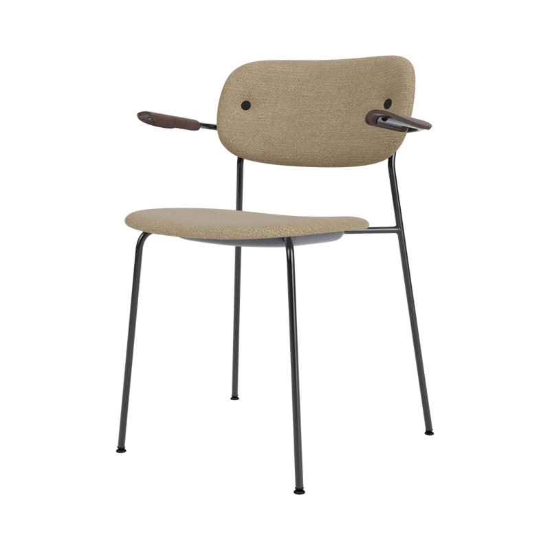Co Upholstered Arm Chair, Dark Stained Oak, Bouclé 02 Acrylic, Black