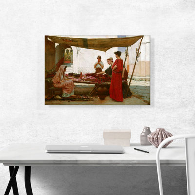 " A Grecian Flower Market 1880 " by John William Waterhouse Painting Print