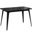 Table de salle à manger Mid-Century moderne en bois d'hévéa avec pieds noirs, plateau en faux grain de bois riche, taille idéale l 46,76 po x P 28,9 po, limite de poids de 250 lb, cadre rectangulaire à installation rapide, bords arrondis lisses, plateau