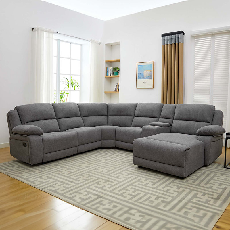 Resel 5 Seater Fabric Reclining Corner Sofa , Dark Grey