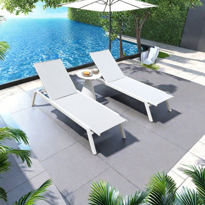 Aluminum Outdoor Lounger Outdoor Chaise Lounge Set with Table