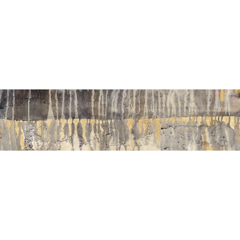 Techtonic abstrait, noir, or, jaune, crème, brun clair, gouttes, texture, béton, plus large, H 24 po x l 48 po x P 1,5 po