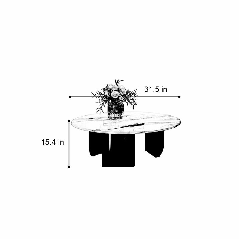 Table basse simple en pierre micro-cristalline, H 15,4 po x L 31,5 po x l 31,5 po