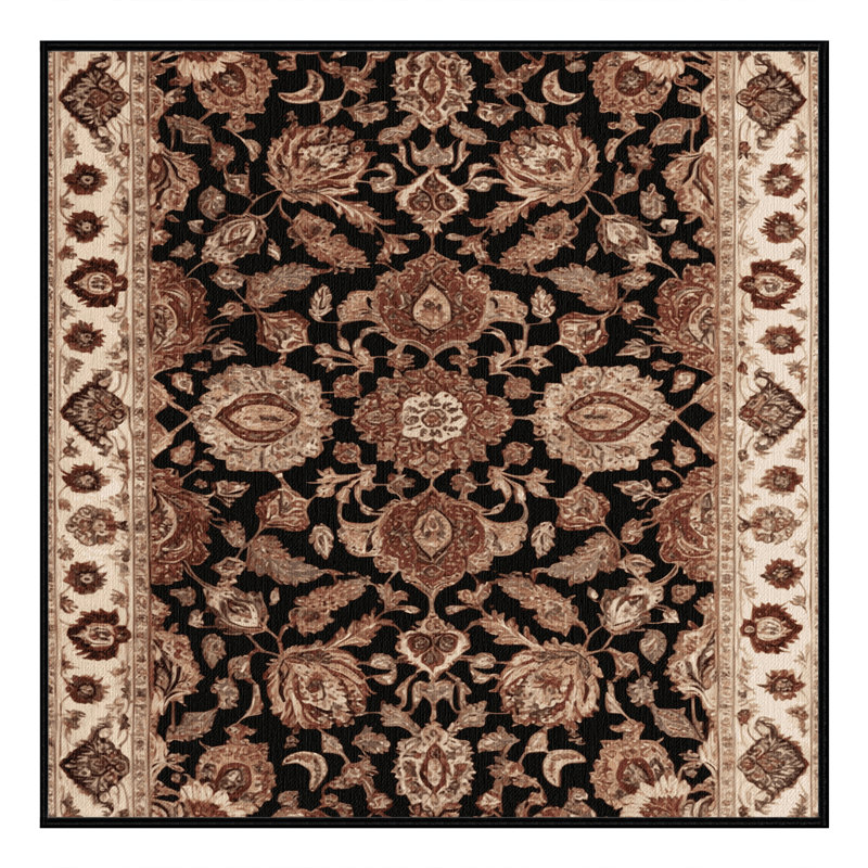 Tapis brun lavable à la machine, Carré 5 pi