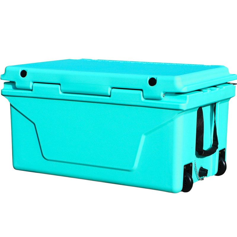 Blue 65Qt Outdoor Camping Cooler - 5 Days Cold Preservation Comfort Grip Handles Ice Chest Keeps For