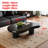 39.37" L Cloud-Shaped Coffee Table, 27.56" W Black Irregular Center Table with 3 Thick Legs for Living Room