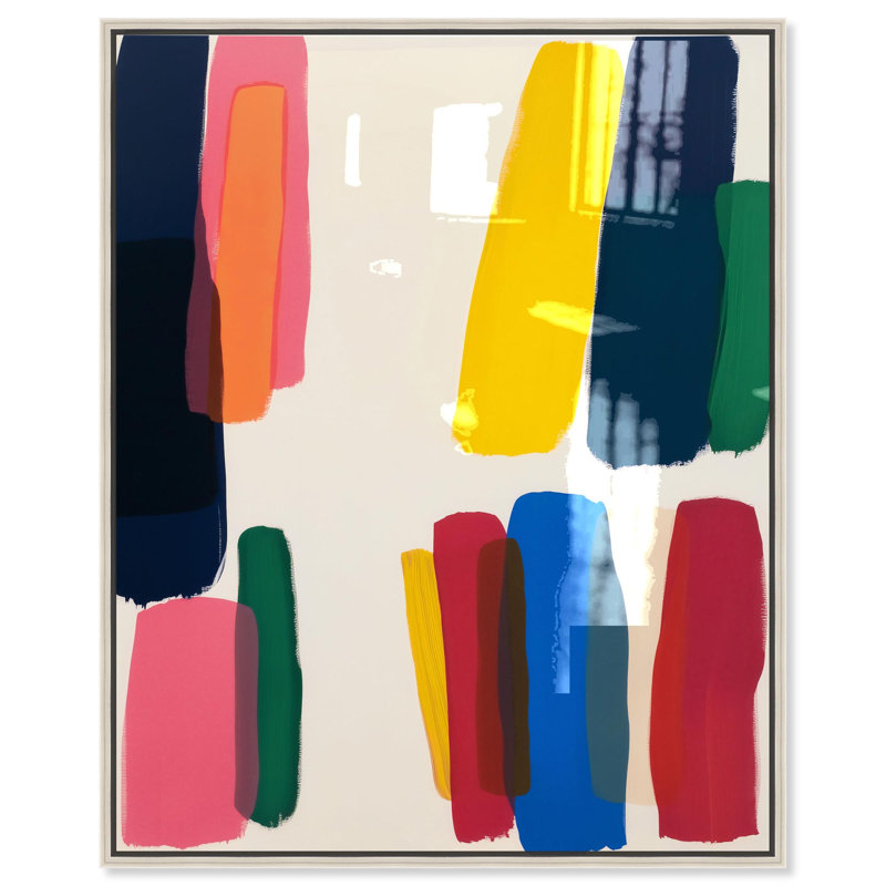 Oliver Gal CaliSunset Abstract - Hand-Applied Glass Coat Framed Canvas Art, Silver, 30" H x 24" W