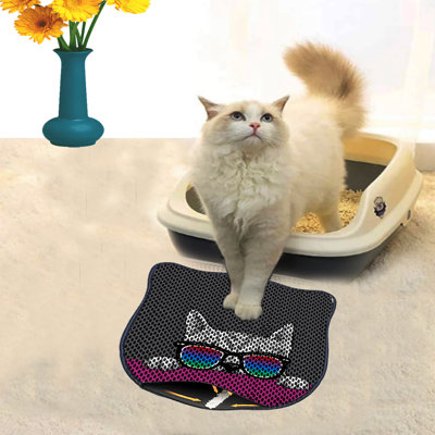 Durable Cat Litter Mat, 15.7 x 19.7 inches | 50% PVC / 50% Polyester, Machine Washable & Vacuum Friendly | Perfect for Easy Cleanup, Non-Slip Design to Keep Your Home Clean & Fresh, Ideal for Pet Owners