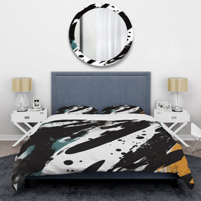 «Black and White Abstract Collages Enchantment» - Ensemble de housse de couette abstrait