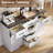 Modern 6-Drawer Dresser with Sliding Barn Doors & Lighted Makeup Mirror - Farmhouse Style Storage Vanity for Bedroom or Living Room-2056051674