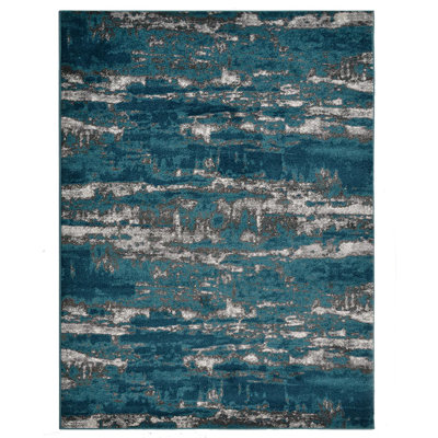 Costales Machine Woven Heatset Polypropylene Area Rug - Abstract Design | Silver & Blue Area rug  | Area Rugs for living room, Bedroom