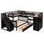 Lit superposé au-dessus d'un lit double, 3 tiroirs, bureau portable, garde-robe - conçu avec tête de lit et lattes pour matelas en forme de L