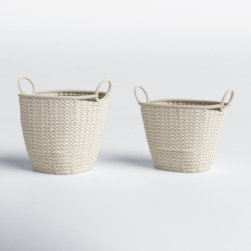Cotton Fabric Handmade Decorative and Functional Storage Basket with Handles