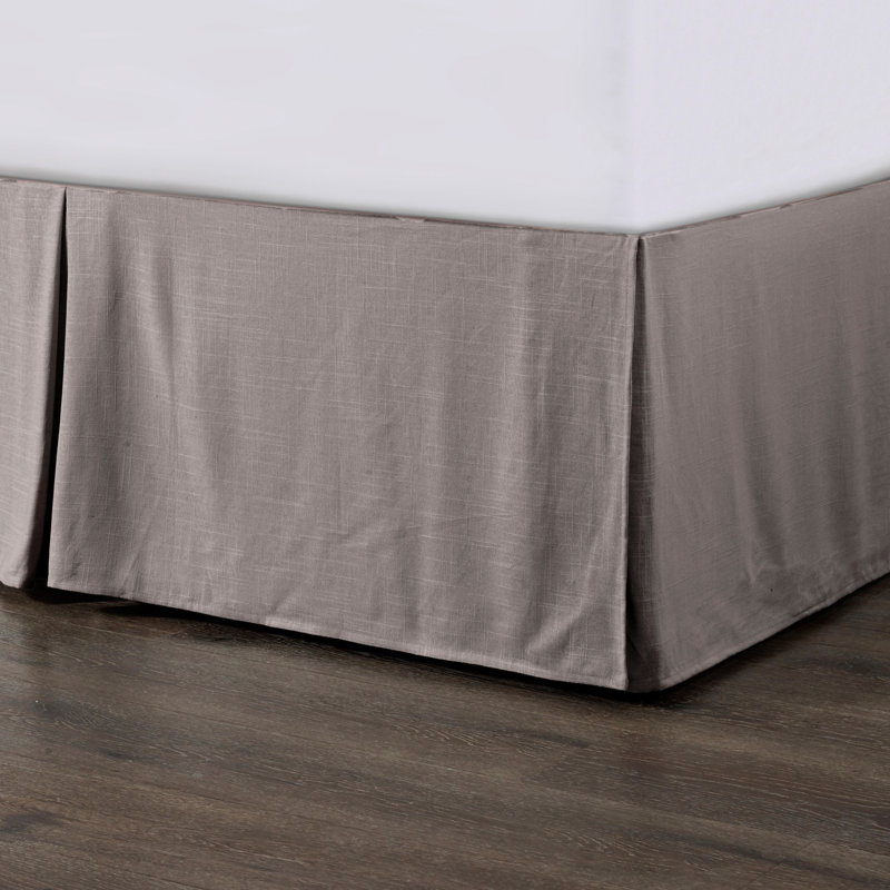Taupe Queen Linen Blend Tailored Bed Skirt with Split Corner