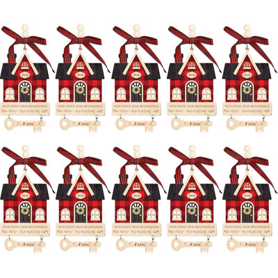10Pcs New Home Ornament, Housewarming Gifts for New Home First House, House Warming Gift for Couple Newhouse Owners,Home Ornaments for Home,First Home Christmas Ornament,Brown Key style