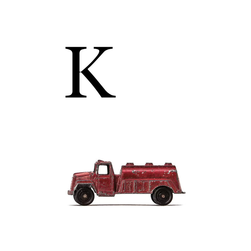 K Water Truck White Letter 1 Piece Wall Art on Canvas, 30.48 cm H x 45.72 cm W, Wrapped Canvas