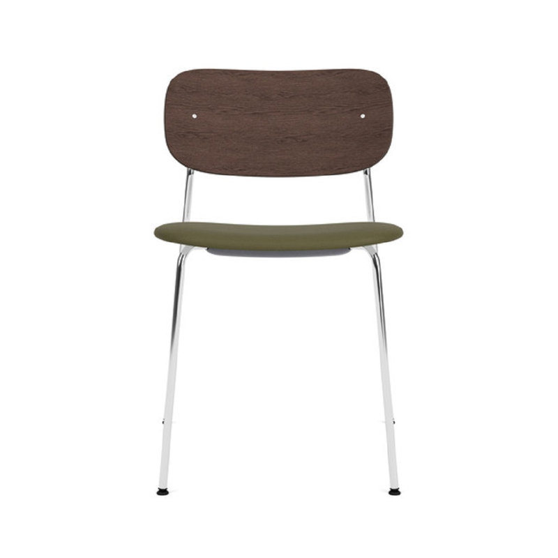 Co Upholstered Dining Chair, Bouclé 02 Acrylic, Dark Stained Oak, Black