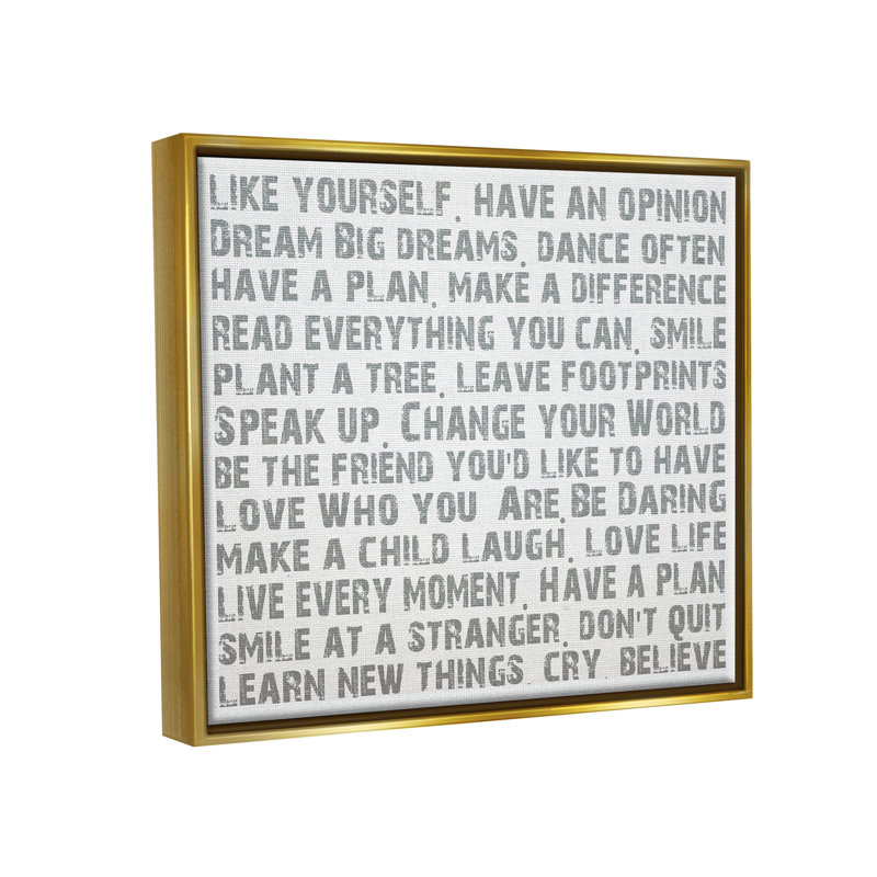 «Trinx Like Yourself Inspirational Typographie», art mural sur toile par Andrea James, H 25 po x l 31 po x P 1,7 po