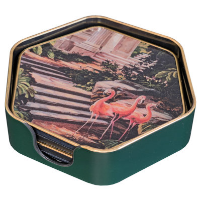 LLB- Hexagon coaster setof 4  Baroque Gardens