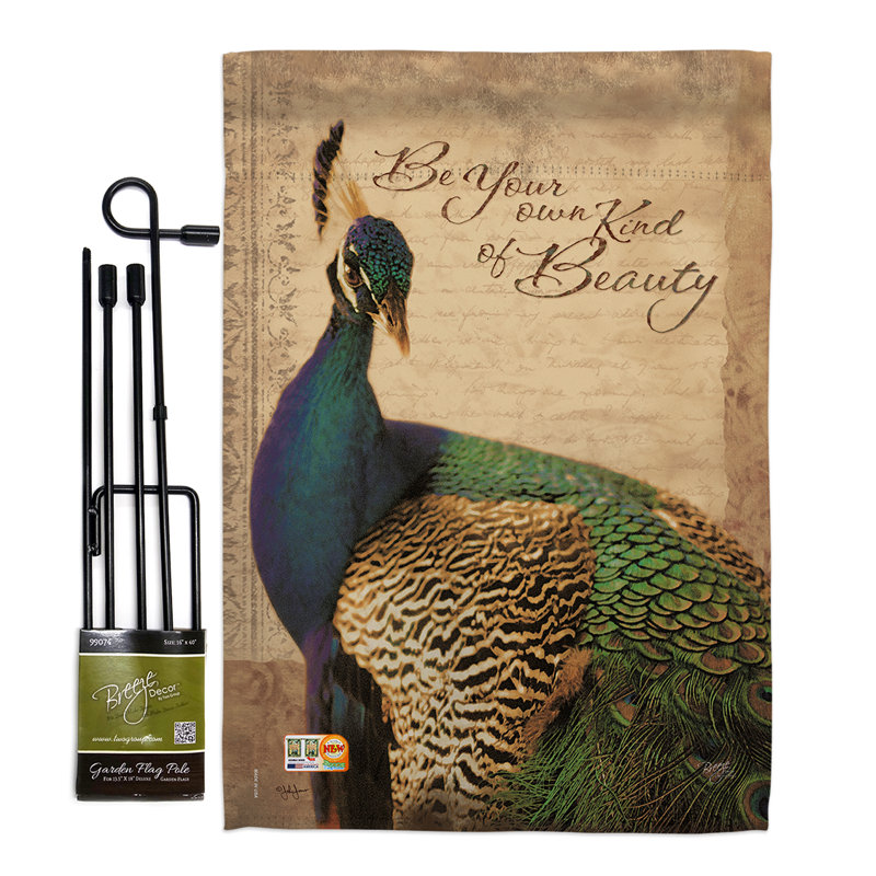Ensemble de drapeaux décoratifs en polyester 18,5 x 13 po Peacock Garden Friends Birds Impressions
