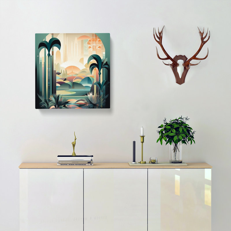 Landscape Art Deco No.3 - Wrapped Canvas, 50cm H x 50cm W x 3cm D