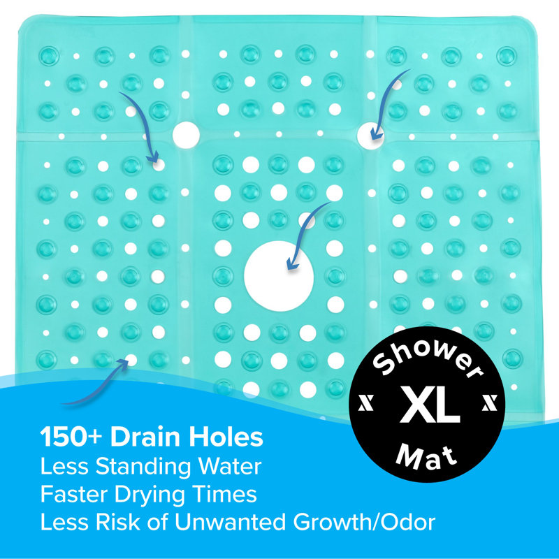 Extra Large Translucent Aqua Non-Slip Shower Mat for Kids